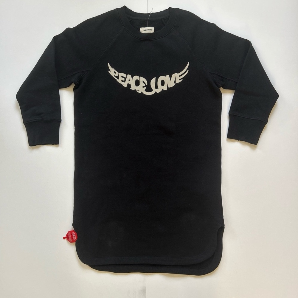 Zadig & Voltaire Black Long-Sleeve 'Peace & Love' Sweatshirt Dress